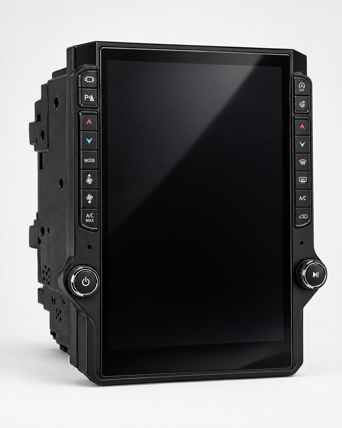 Bronco 15.6-inch head unit from a three-quarter angle showing the housing depth