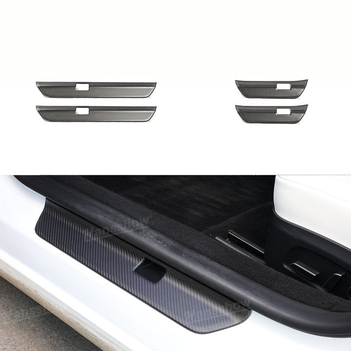 Tesla Model 3 Highland Real Carbon Fiber Door Sill Covers front view