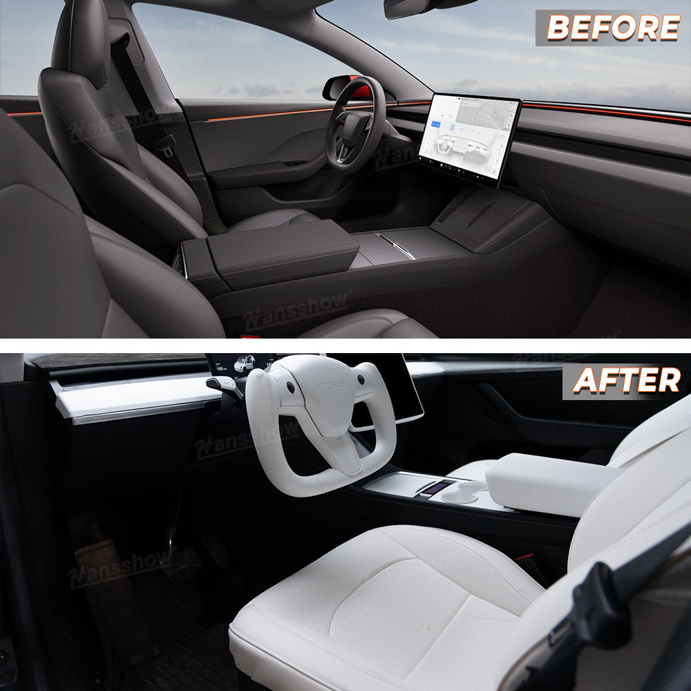 Model Y/Model 3 Bundle Of White Enthusiast Style Kits For Tesla White - Installed view