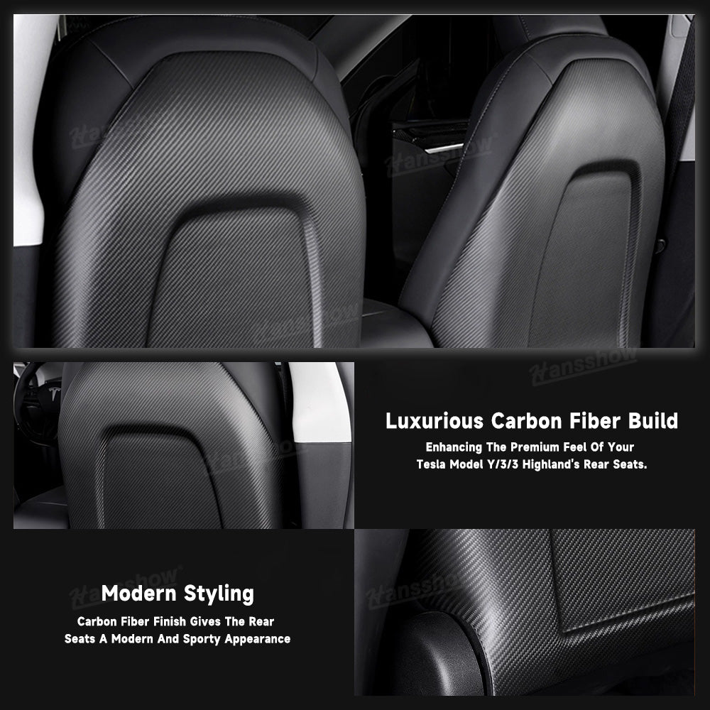 Tesla Model Y Carbon Fiber Seat Back Replacement glossy finish