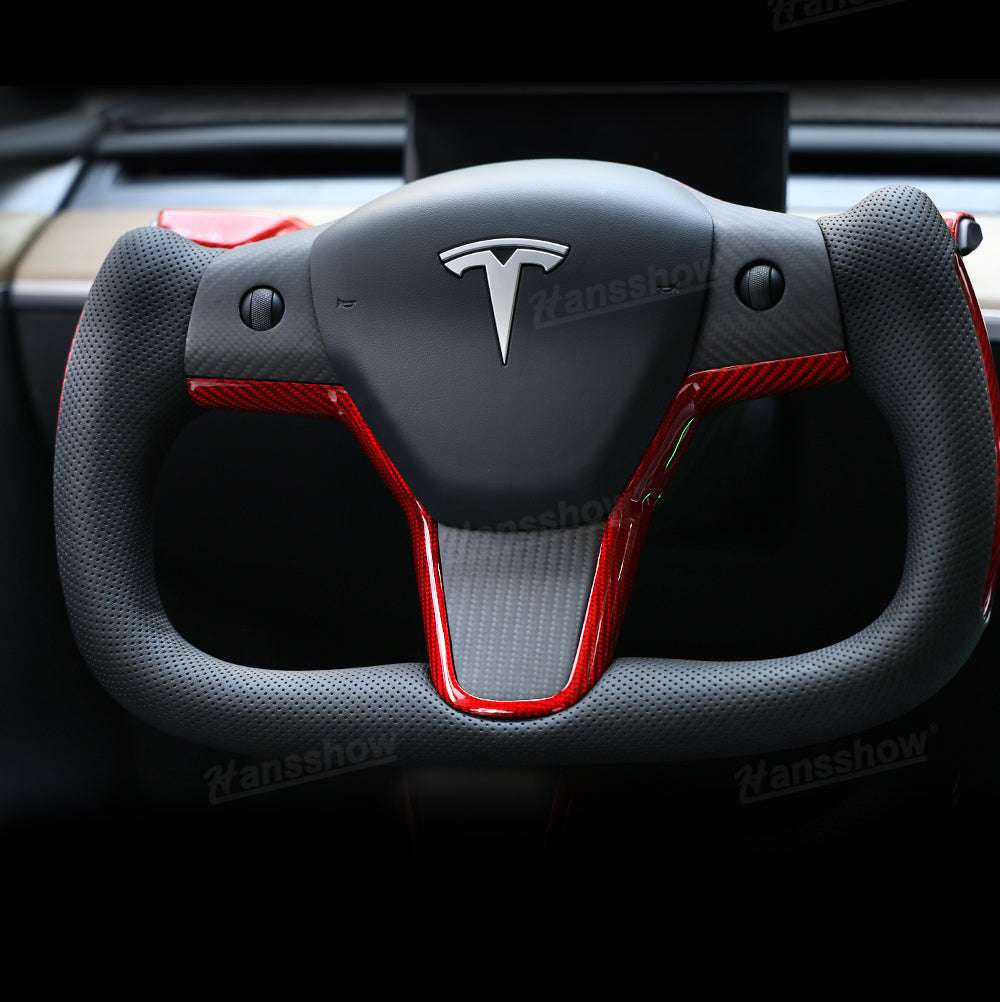 Yoke Style Steering Wheel for Tesla Model Y/3 - Installed View