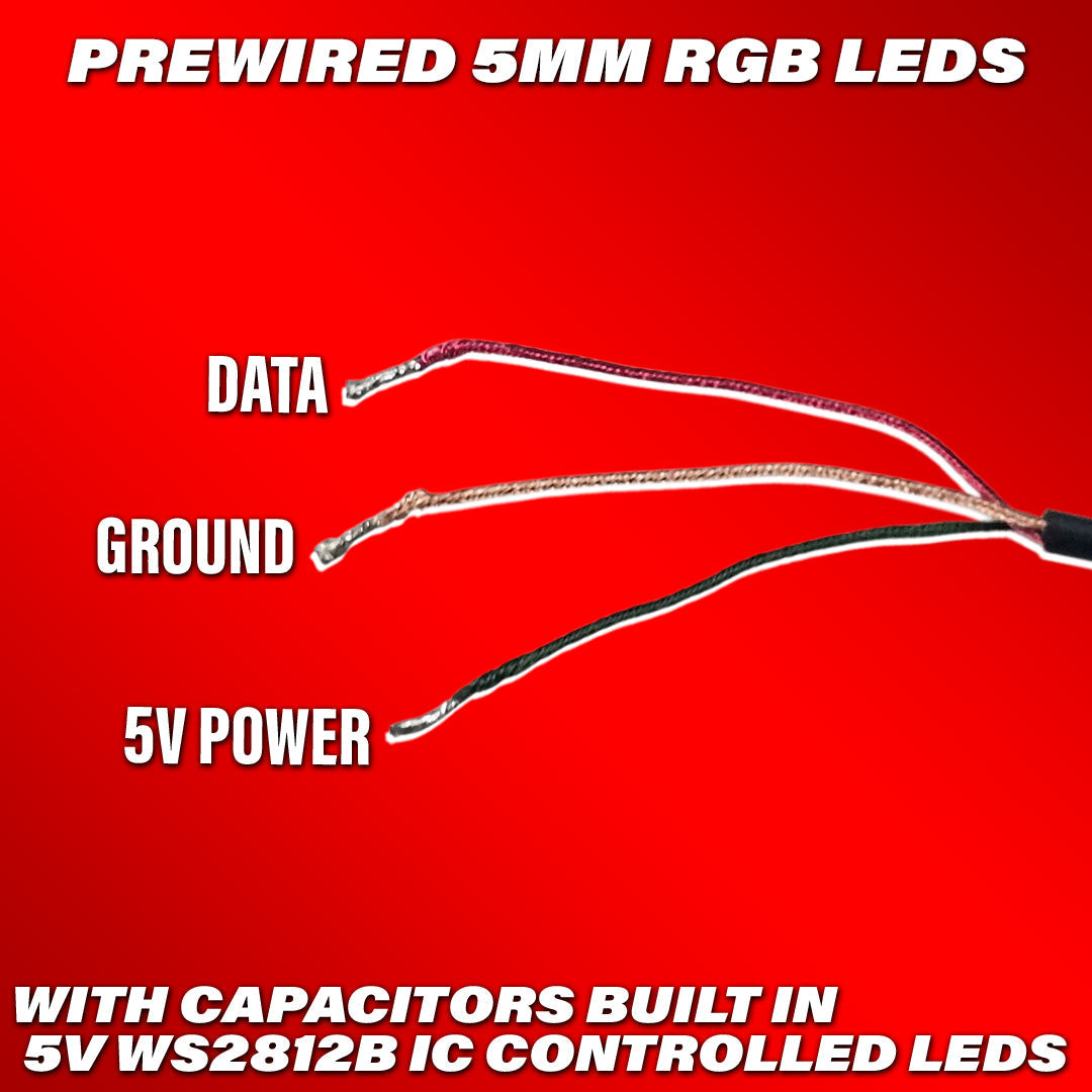 Pre-wired 5mm RGB Flow Series LEDs - Headliner LEDs
