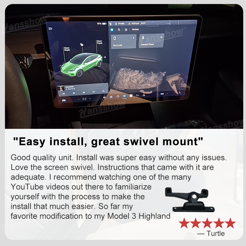 Model 3 Highland/Y Juniper Swiveling Mount Kit 2.0 lifestyle shot in Tesla