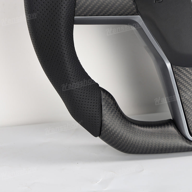 Model 3/Y Carbon Fiber Steering Wheel D-Shaped Round WIth Perforated Grip...