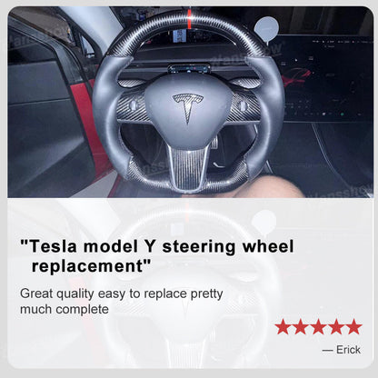 Tesla Model Y/3 Carbon Fiber Steering Wheel with accessories