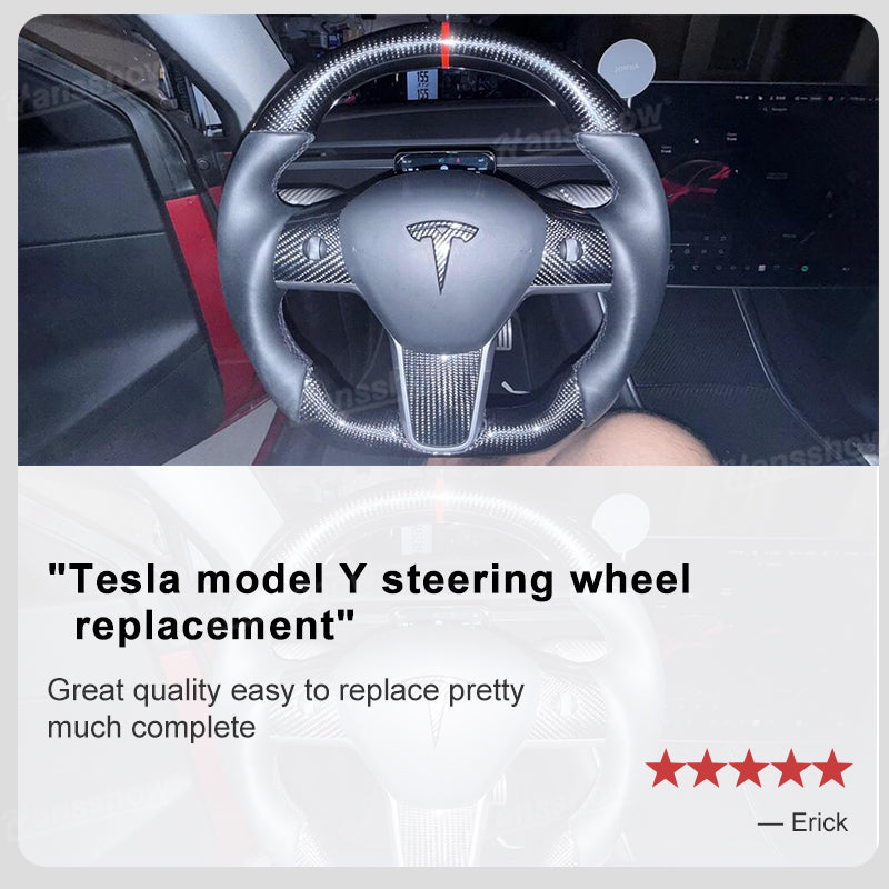 Tesla Model Y/3 Carbon Fiber Steering Wheel with accessories