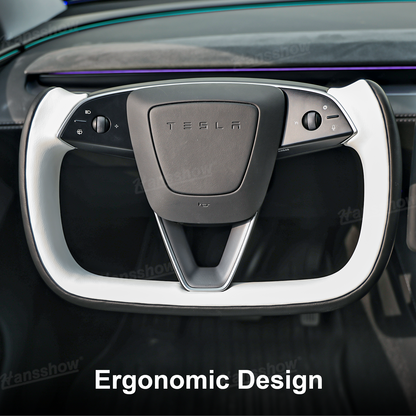 Model 3 Highland/Y Juniper Two-Tone Yoke Steering Wheel sporty design