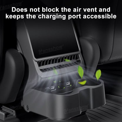 Rear Cup Holder with Air Vent Cover for Tesla Model Y Juniper - Close-Up of Cup Holder