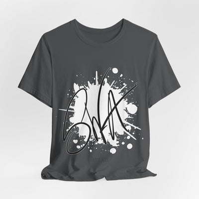 SWA Signature Splash Tee in brown color worn by model