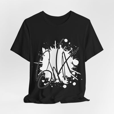 SWA Signature Splash Tee in cardinal color on model