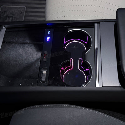 Model Y Juniper Center Console Cup Holder with Ambient Light - Easy Installation