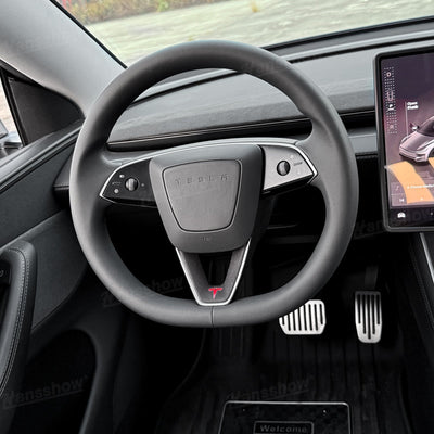 Model Y Juniper Alcantara Trim Cover with dashboard in background