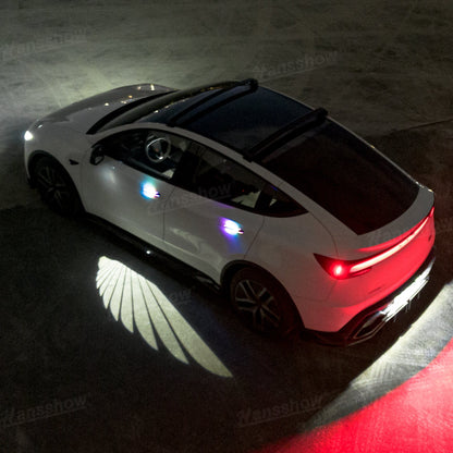 Side Mirror Projector Lights Angel Wing Welcome Lights for Tesla Model Y - Close-up of mirror cover
