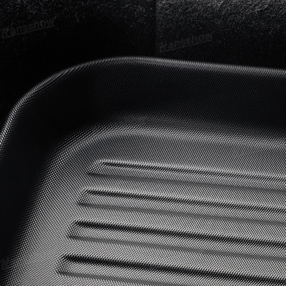 Model Y Juniper Floor Mats TPE Trunk Liners next to OEM mats