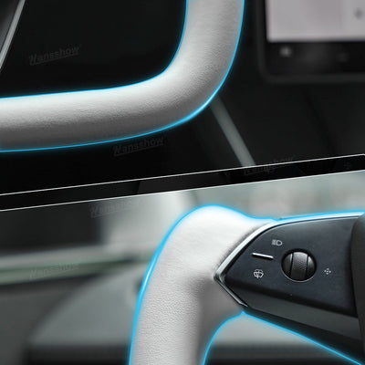 Model Y Juniper Yoke Steering Wheel Alcantara / Nappa Leather Driving Wheel - dashboard visibility