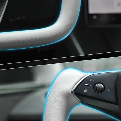 Model Y Juniper Yoke Steering Wheel Alcantara / Nappa Leather Driving Wheel - dashboard visibility