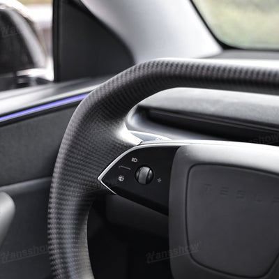 Model Y Juniper Steering Wheel Real Carbon Fiber CyberWheel 2.0 interior view