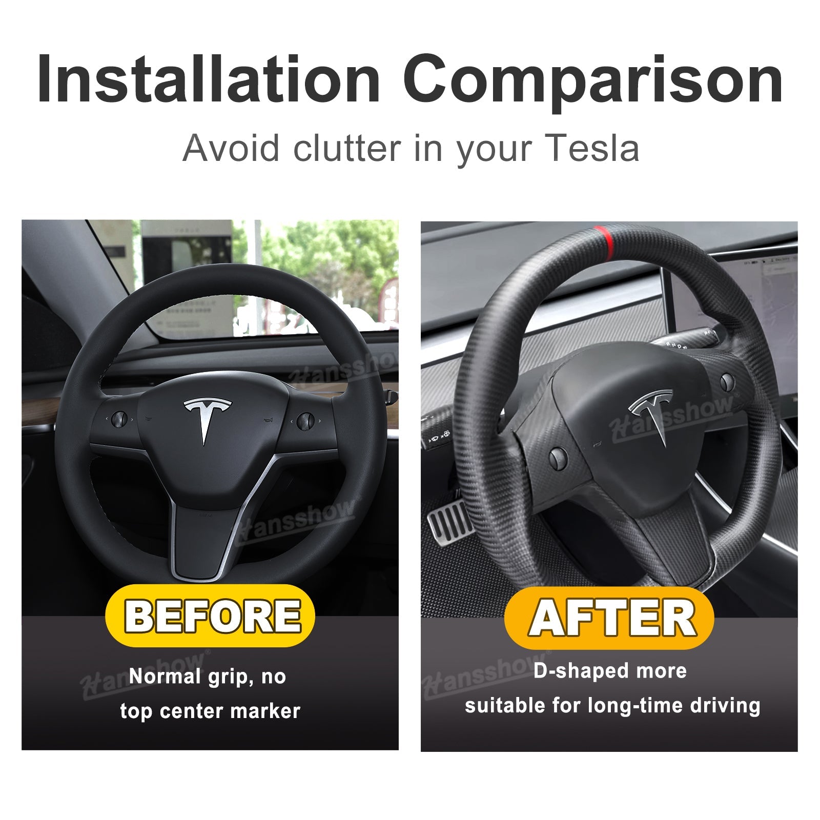 Model 3/Y Full Carbon Fiber Steering for Tesla Model Y