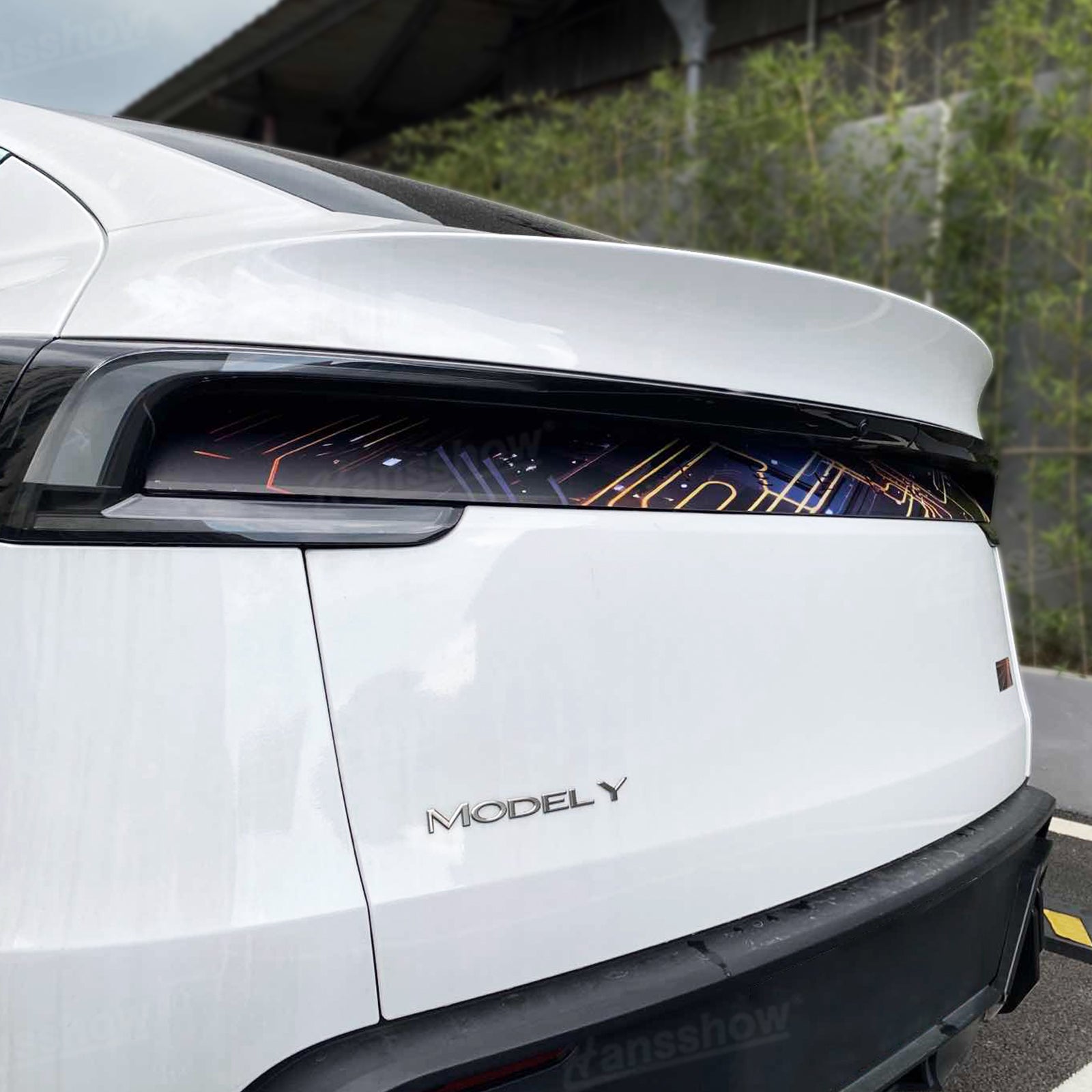 Model Y Juniper Liftgate Panel Wrap Vinyl Wrap Tailgate Applique - installed on vehicle