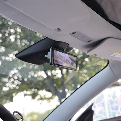 Model Y Juniper Rearview Mirror 10 Inch Dash Cam showing recording
