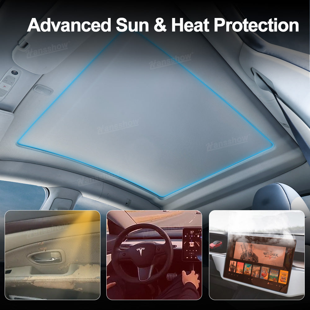 Electric Powered Sunshade for Tesla Model Y - snug fit demonstration