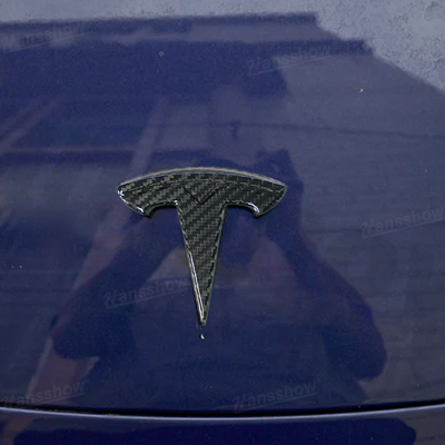 Real Carbon Fiber Tesla Logo for Model Y - rear view