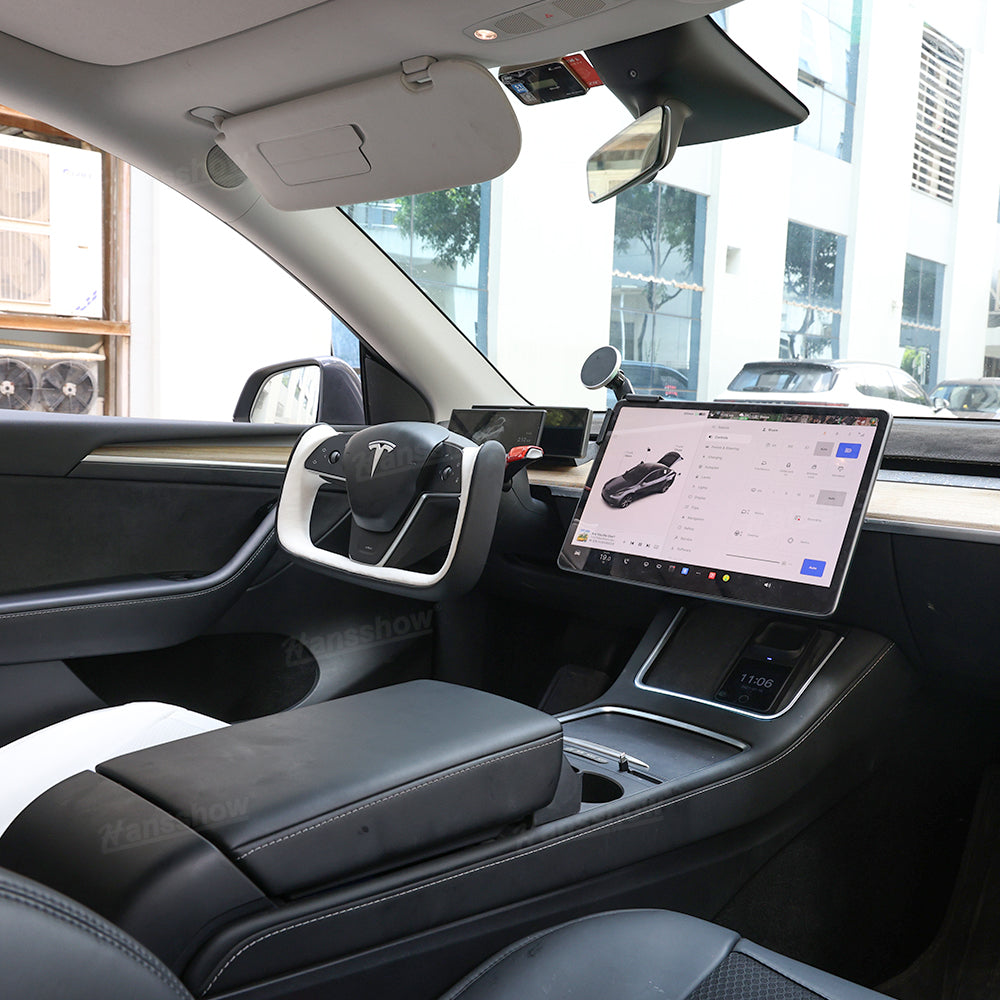 Model Y Yoke Style Steering Wheel Black/White Style - minimalist design