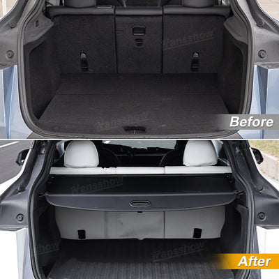 Model Y Juniper Trunk Retractable Cargo Privacy Cover Shielding Shade - side angle