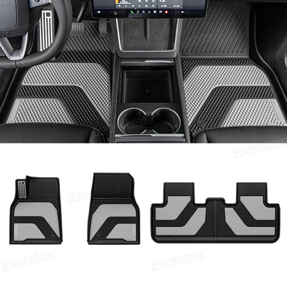 Model Y Juniper OEM Style Two-Tone TPE Floor Mats with Aluminum Pedal - Front view