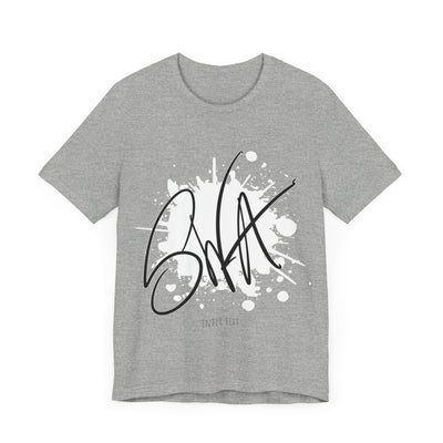 SWA Signature Splash Tee in cardinal color side view
