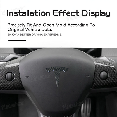 Real Carbon Fiber Tesla Logo for Model Y - installed view