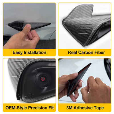 Model Y Juniper Carbon Fiber Side Mirror Covers detail shot
