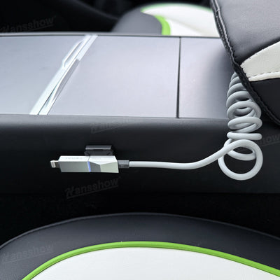 100W Fast Charging Retractable Cable with Cyber-Inspired Design & Magnetic - Charging in dark