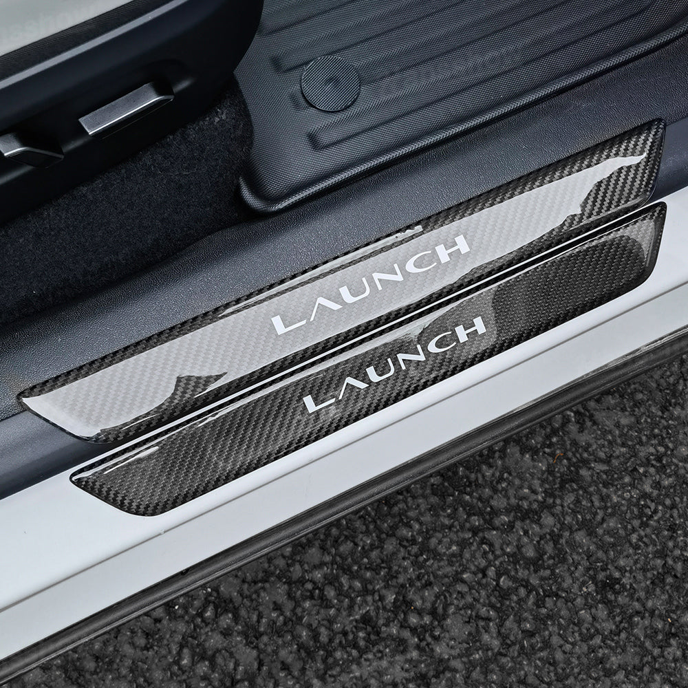 Model Y Juniper Real Carbon Fiber Door Sills illuminated feature