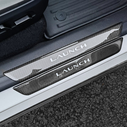 Model Y Juniper Real Carbon Fiber Door Sills illuminated feature