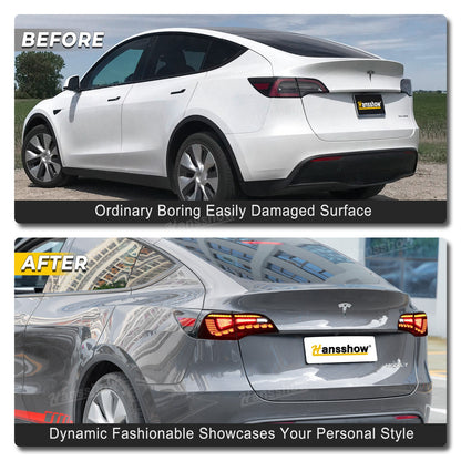 Model Y/3 LED Tail Lights Sequential Dynamic Dragon Scale - side angle