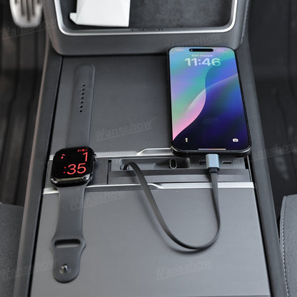 Model Y Juniper USB Hub Adapter with Apple Watch Charger - sleek integration