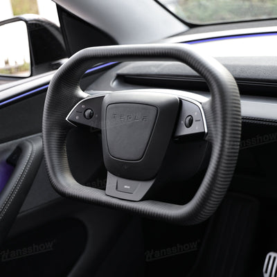 Model Y Juniper Steering Wheel Real Carbon Fiber CyberWheel 2.0 futuristic design