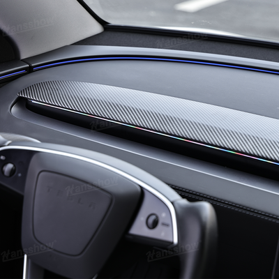Model Y Juniper Dashboard Trim Replacement with ambient light on