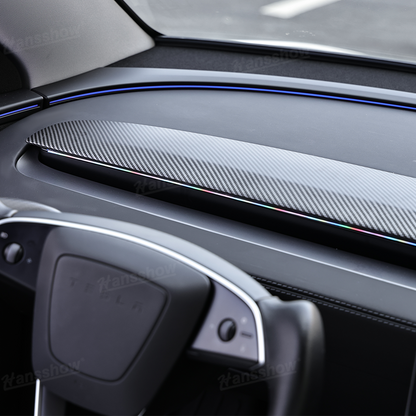 Model Y Juniper Dashboard Trim Replacement with ambient light on