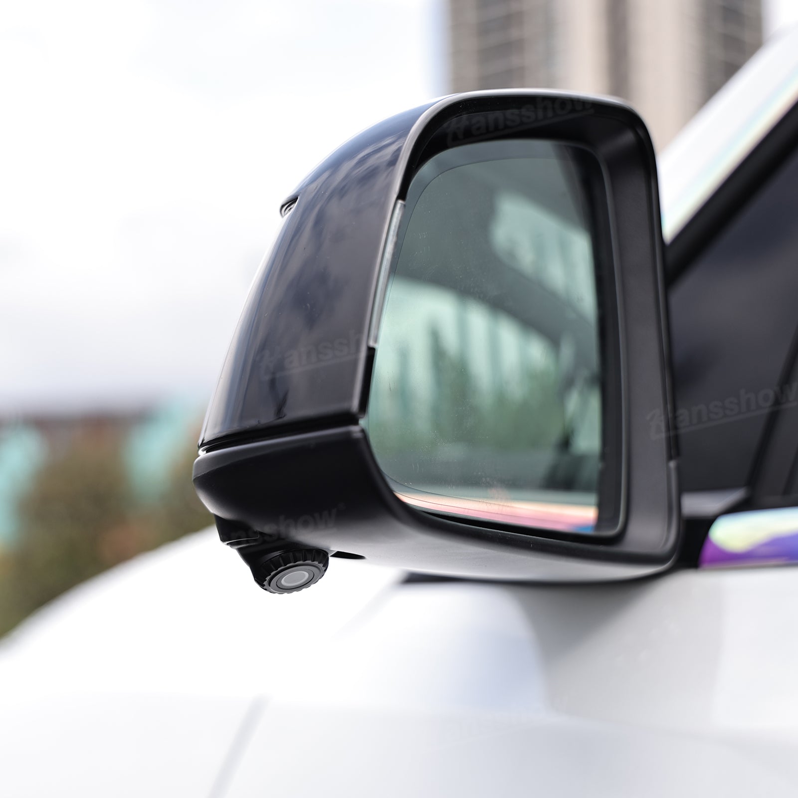 Side Mirror Projector Lights Angel Wing Welcome Lights for Tesla Model Y - Night view with projection