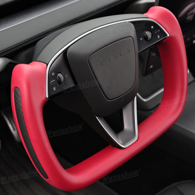 Model Y Juniper Yoke Steering Wheel front view with Nappa leather