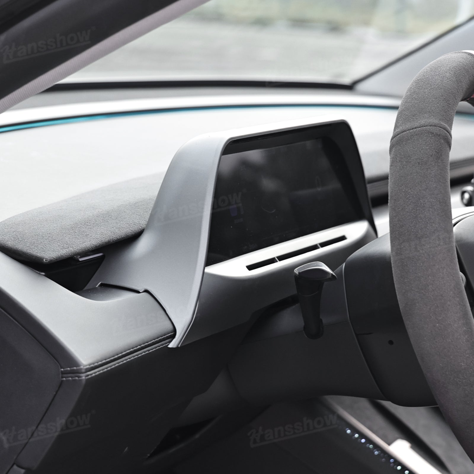 APEX 8.9-Inch CarPlay Screen with dashboard lighting in Tesla Model Y