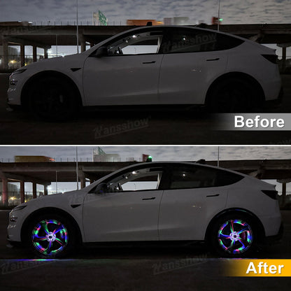 Model Y Juniper Wheel Hub Lights RGB lighting effects