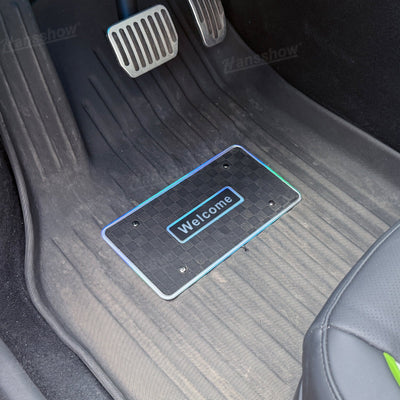 Model Y Juniper LED Floor Mat Lights with Tesla Logo - showcasing dynamic effects