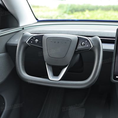 Model Y Juniper Yoke Steering Wheel Alcantara / Nappa Leather Driving Wheel - full view