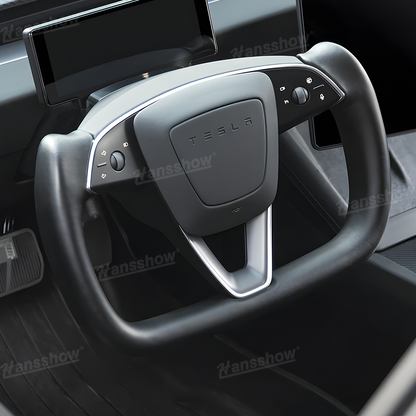 Model Y Juniper Yoke Steering Wheel Alcantara / Nappa Leather Driving Wheel - luxury materials