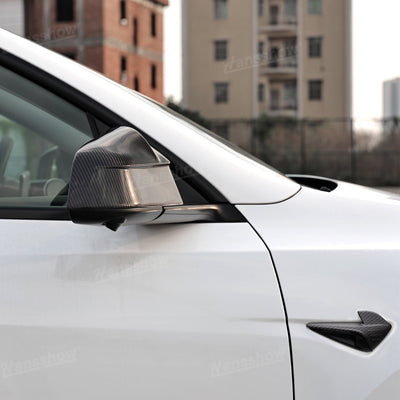 Model Y Juniper Carbon Fiber Side Mirror Covers dynamic look