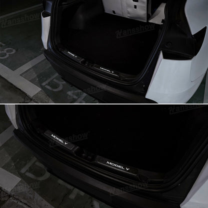 Model Y Juniper Door Sill with trunk open