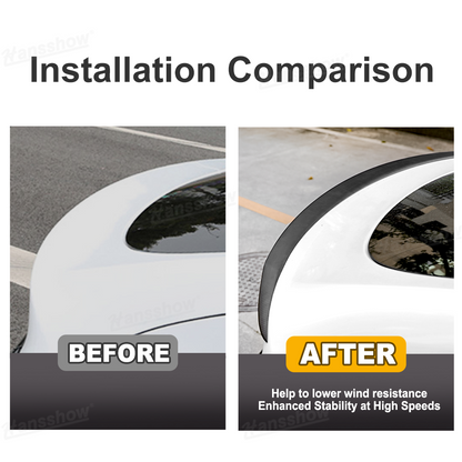 Model Y Real Carbon Fiber Spoiler glossy finish close-up